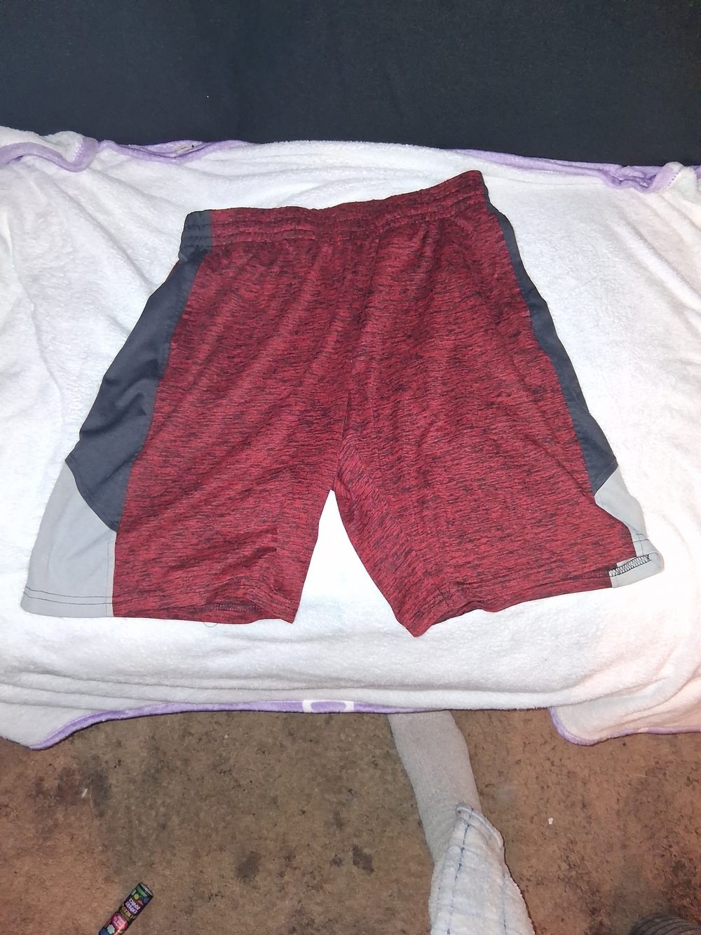 Men's Athletic Shorts in Maroon with Gray Panels
